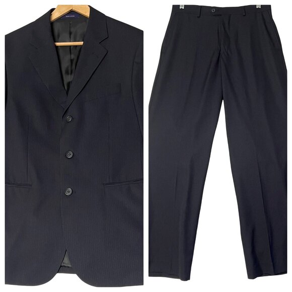 Arrow Men's 2-Piece Pinstripe Suit Navy 36S Classic Fit Jacket & Pants 30 x 30 - Picture 1 of 16
